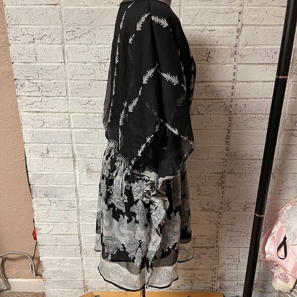 MPH Flowy Blouse Boho Black White Small - Picture 5 of 11